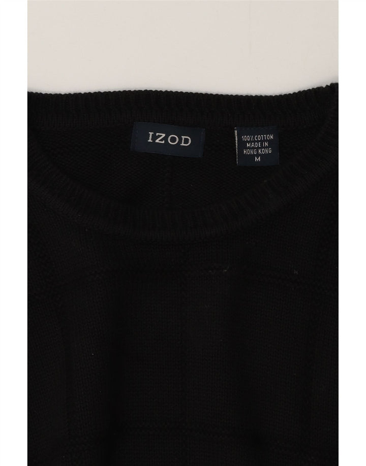 Suéter masculino IZOD com gola redonda, algodão preto médio