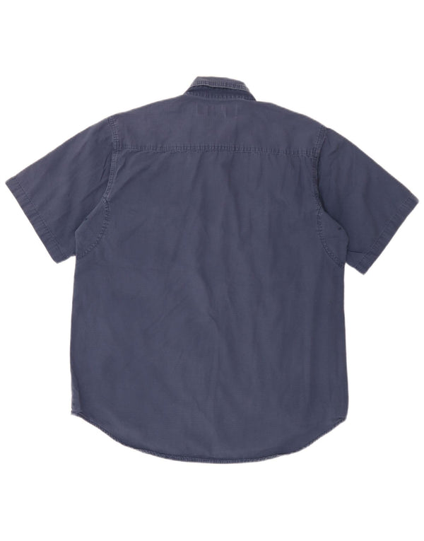 Wrangler Camisa masculina de manga curta grande algodão azul marinho