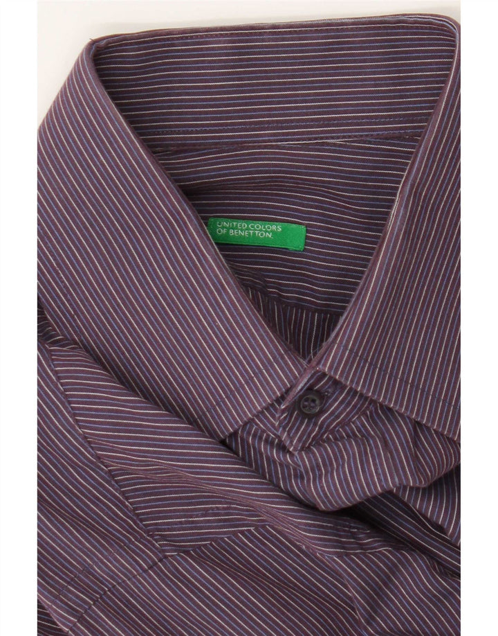 Camisa masculina Benetton listrada roxa média