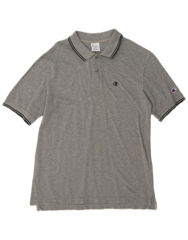 Camisa polo masculina Champion grande listrada cinza