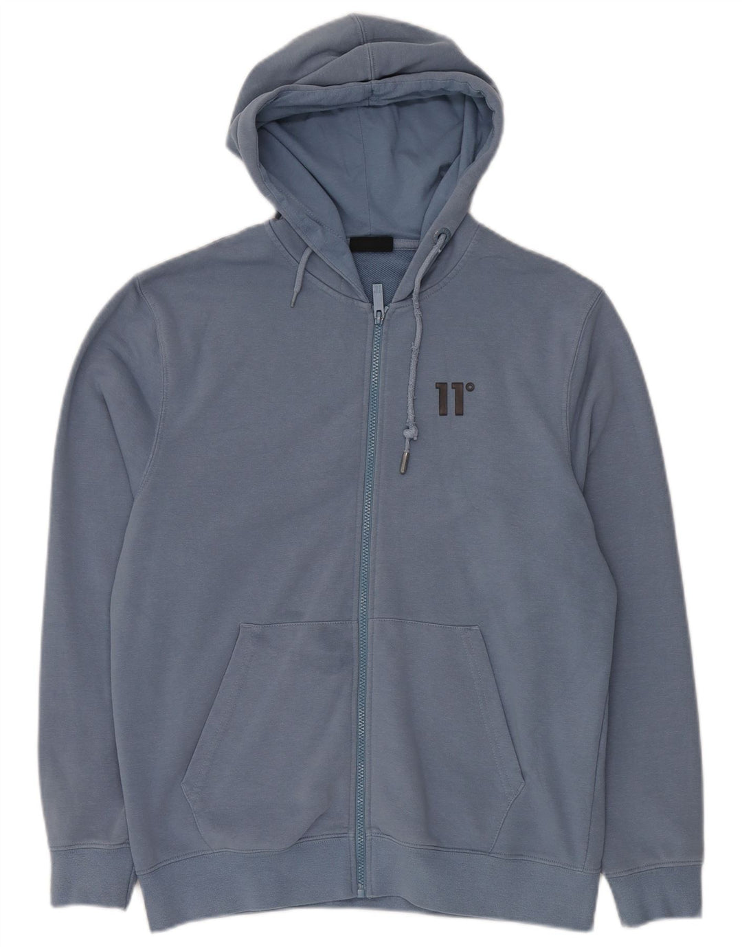 Suéter masculino com capuz e zíper ELEVEN DEGREES pequeno algodão azul