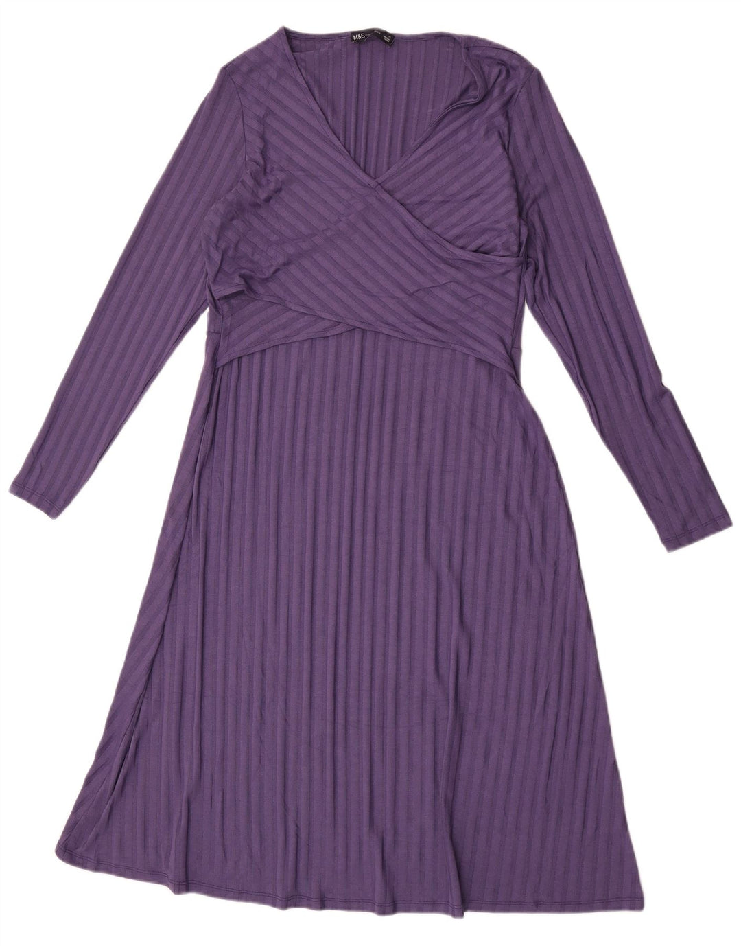Vestido feminino Marks & Spencer A-Line Reino Unido 14 listrado roxo médio