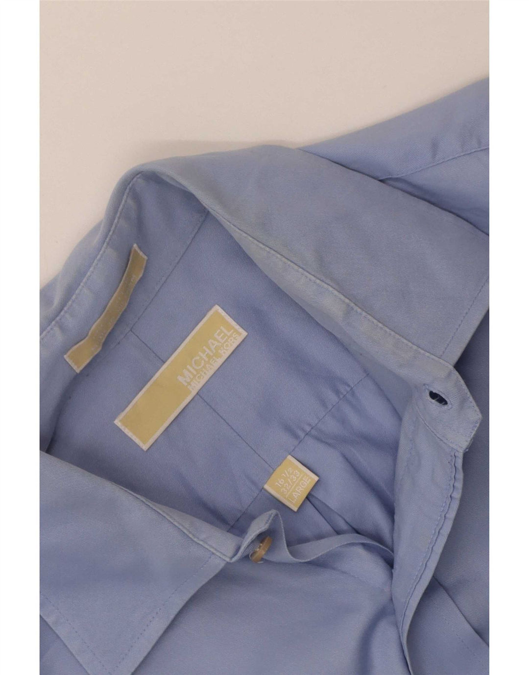 Camisa masculina Michael Kors tamanho 16 1/2 grande algodão azul