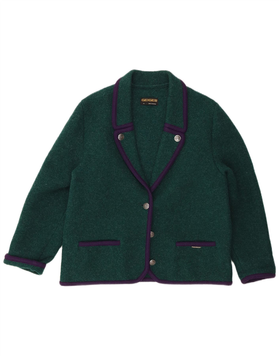 Jaqueta blazer feminina Geiger com 3 botões EU 46 XL lã verde