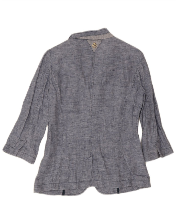 Trussardi Jeans Jaqueta blazer feminina com 3 botões jeans Reino Unido 10 pequena azul