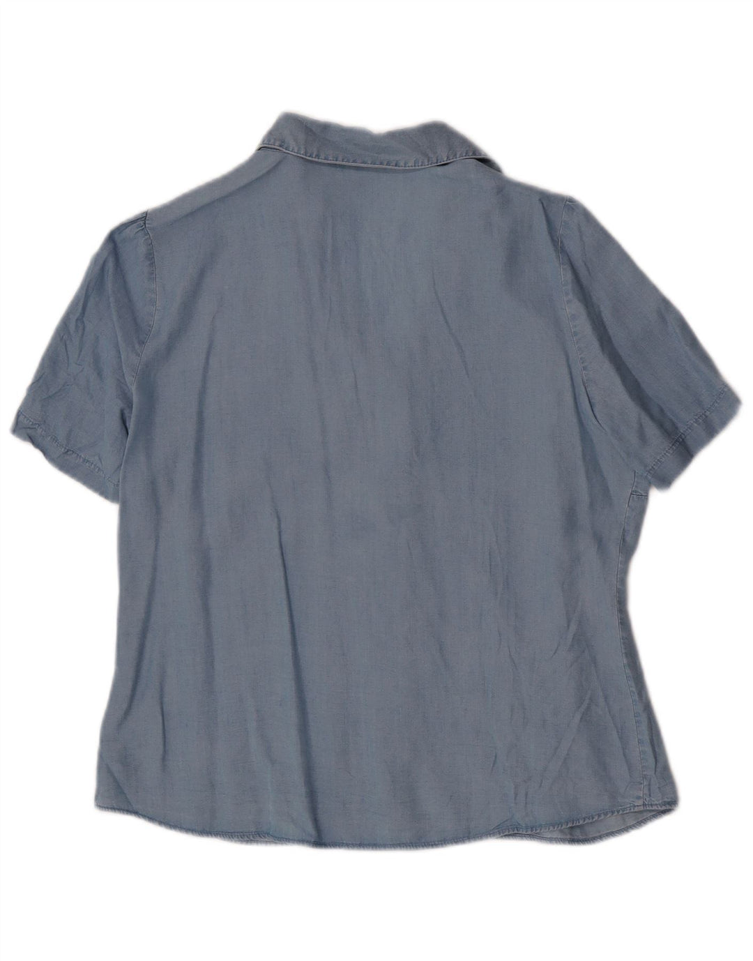 Camisa feminina de manga curta MARKS & SPENCER Reino Unido 14 grande azul Lyocell