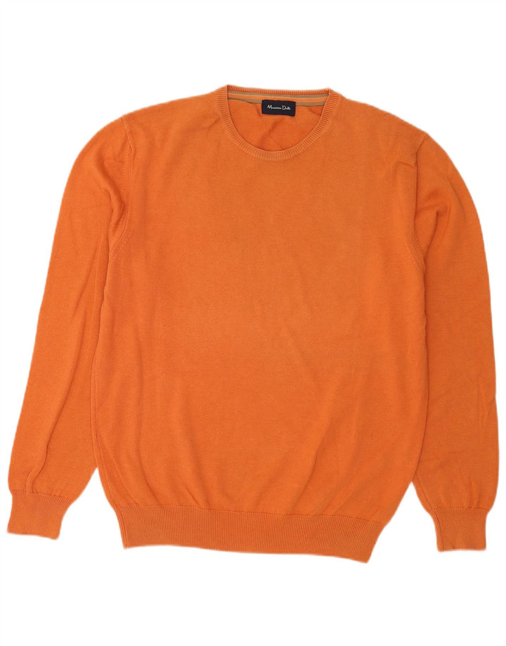 Suéter masculino Massimo Dutti com gola redonda e algodão laranja médio