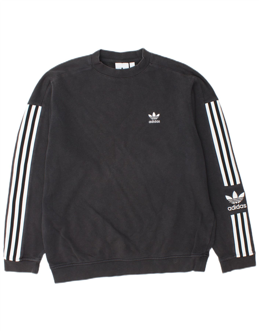 ADIDAS Mens Graphic Sweatshirt Jumper Pequeno Algodão Preto