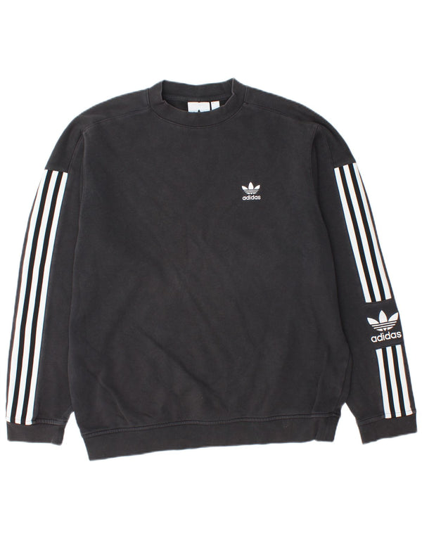 ADIDAS Mens Graphic Sweatshirt Jumper Pequeno Algodão Preto