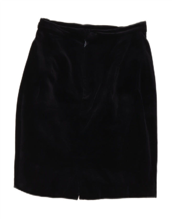 Saia lápis feminina VINTAGE de veludo com cintura alta IT 42 médio W26 azul marinho