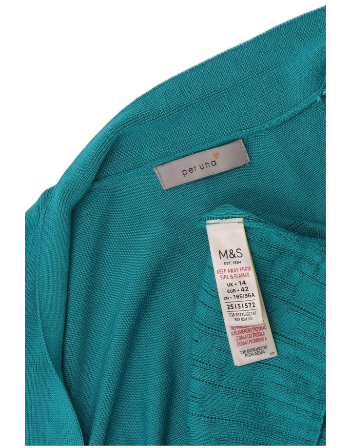 Suéter feminino Marks & Spencer Per Una Open Cardigan Reino Unido 14 grande turquesa