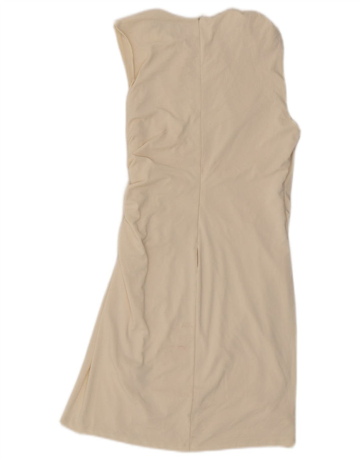 Vestido feminino Zara com bainha sem mangas UK 12 médio off white poliéster