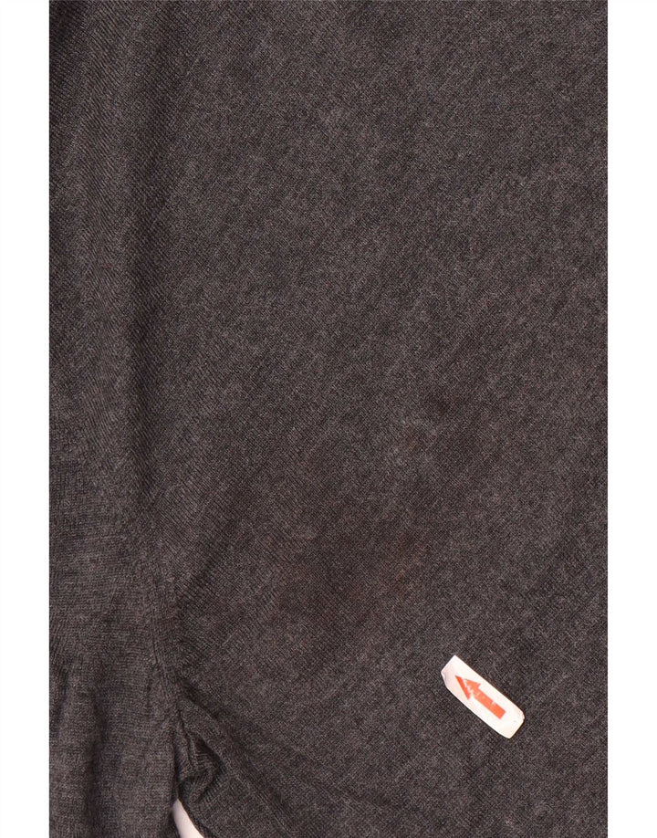 Tommy Hilfiger Suéter masculino com gola redonda, grande lã cinza