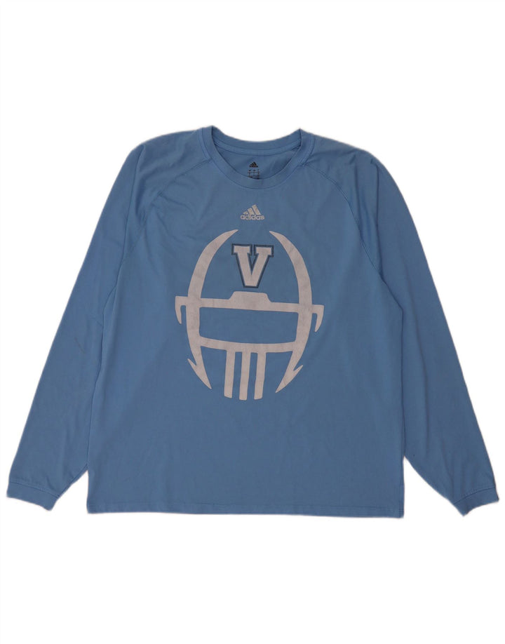 Adidas Mens Villanova Graphic Top Manga Longa Grande Azul Poliéster