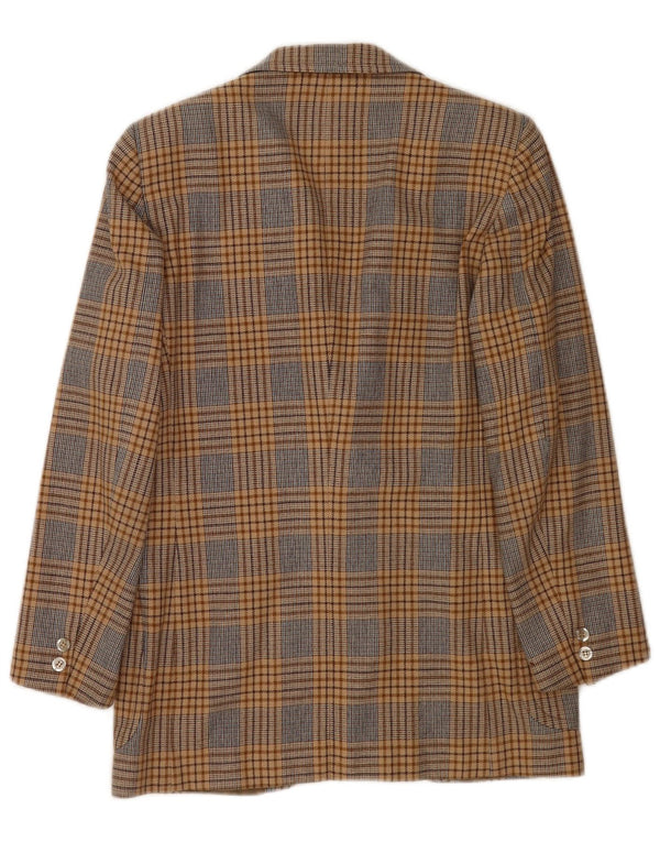 Jaqueta blazer masculina vintage com 2 botões UK 36 pequena marrom houndstooth
