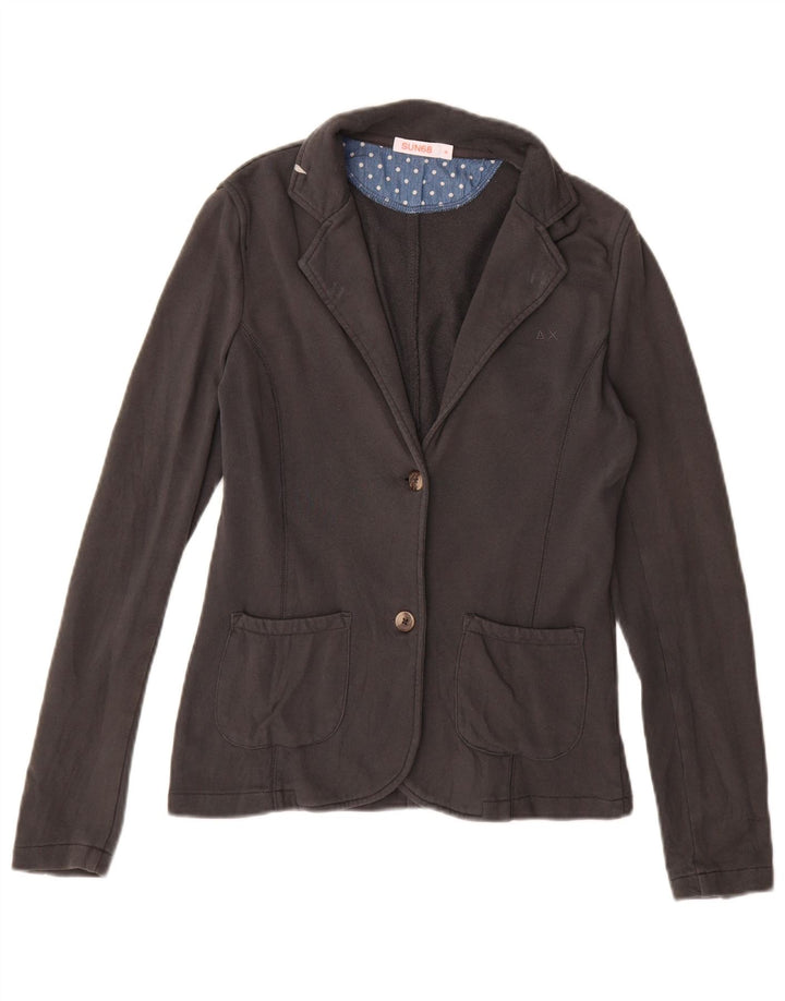 Jaqueta blazer feminina Sun68 com 2 botões Reino Unido 12 algodão cinza médio