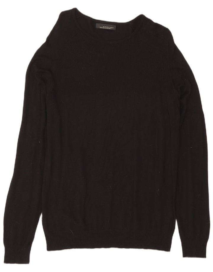 Zara Suéter masculino com gola canoa grande preto