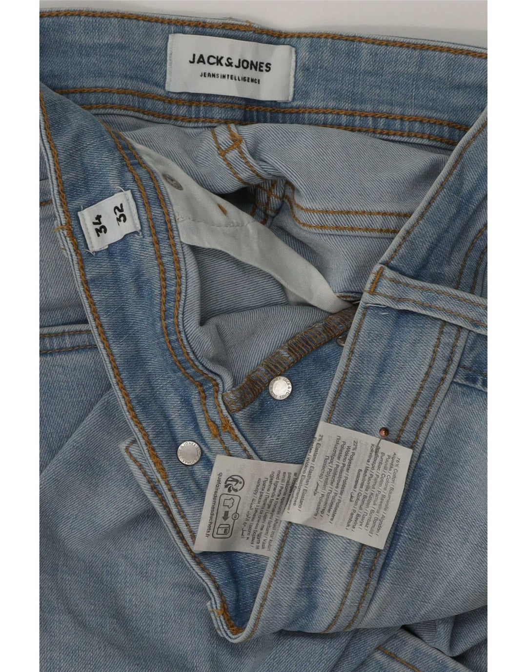 Jeans masculinos Jack & Jones Slim W34 L32 algodão azul