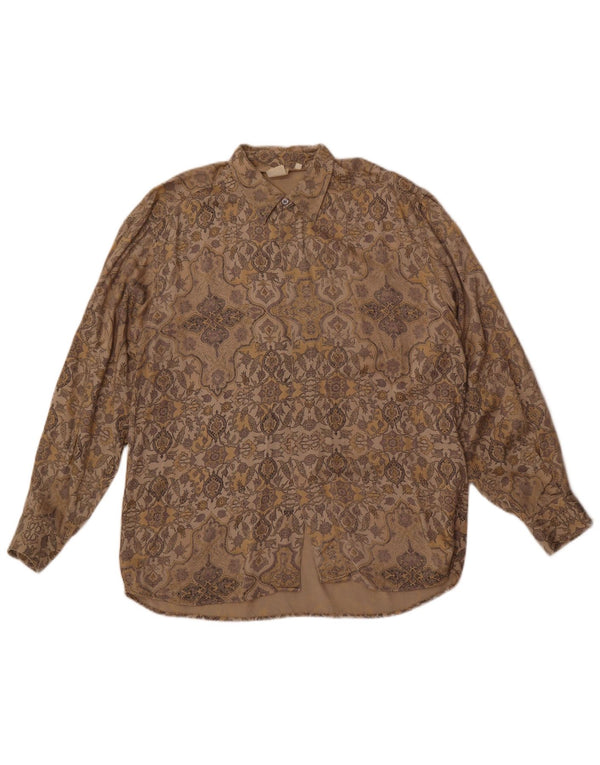 SOU. & Company Camisa masculina grande marrom paisley viscose