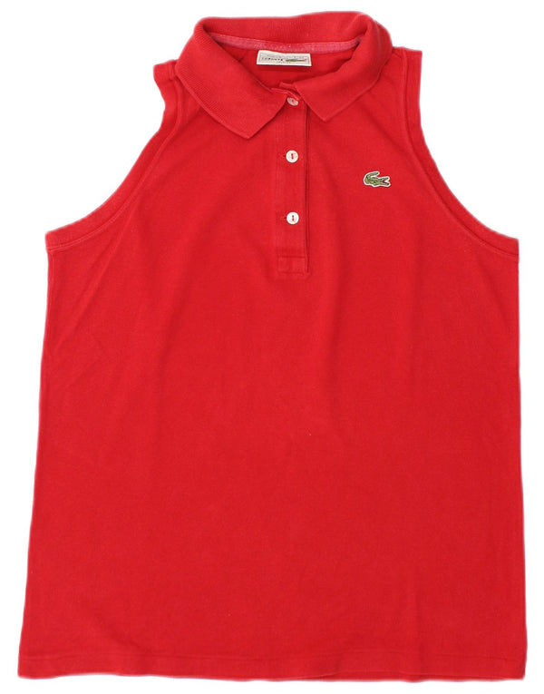 Camisa polo feminina sem mangas Lacoste tamanho 42 grande algodão vermelho