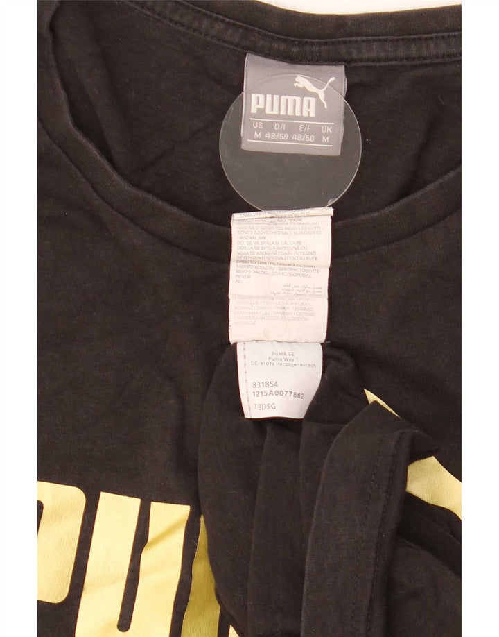 Puma Mens Graphic T-Shirt Top Médio Algodão Preto