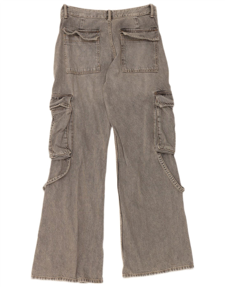 Calça Jeans Cargo Flared Feminina Zara EU 38 Pequeno W30 L32 Cinza