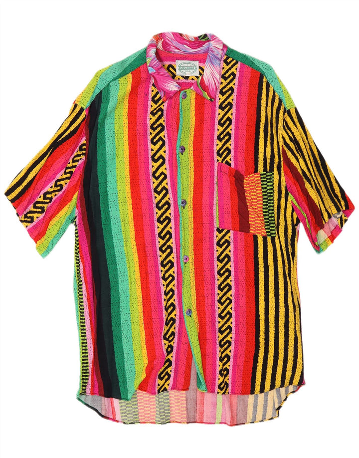 Camisa masculina de manga curta JAMS WORLD grande rayon listrado multicolorido