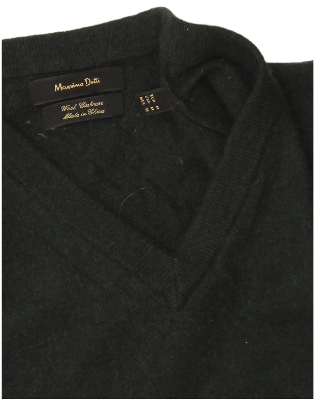 Suéter feminino Massimo Dutti com decote em V Reino Unido 14 lã verde médio