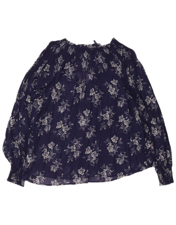 Polo Ralph Lauren Blusa Feminina Top UK 14 Médio Azul Marinho Floral
