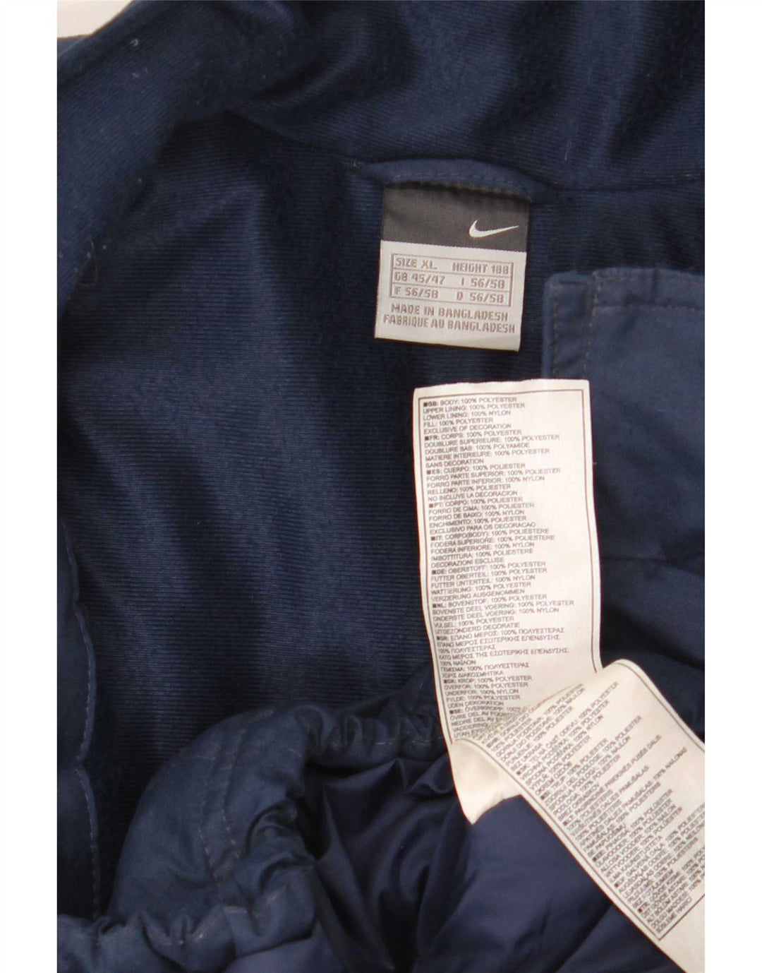 Jaqueta corta-vento masculina Nike UK 45/47 XL azul marinho poliéster