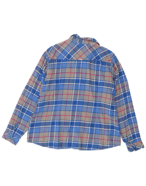 Camisa feminina de flanela grande Columbia UK 18 XL algodão xadrez azul