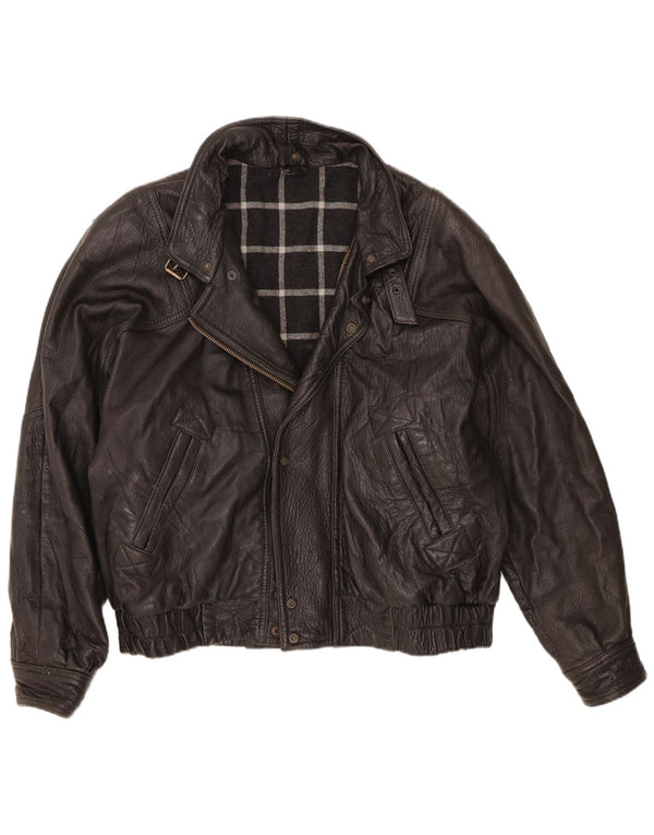 Jaqueta de couro masculina vintage IT 56 3XL couro preto