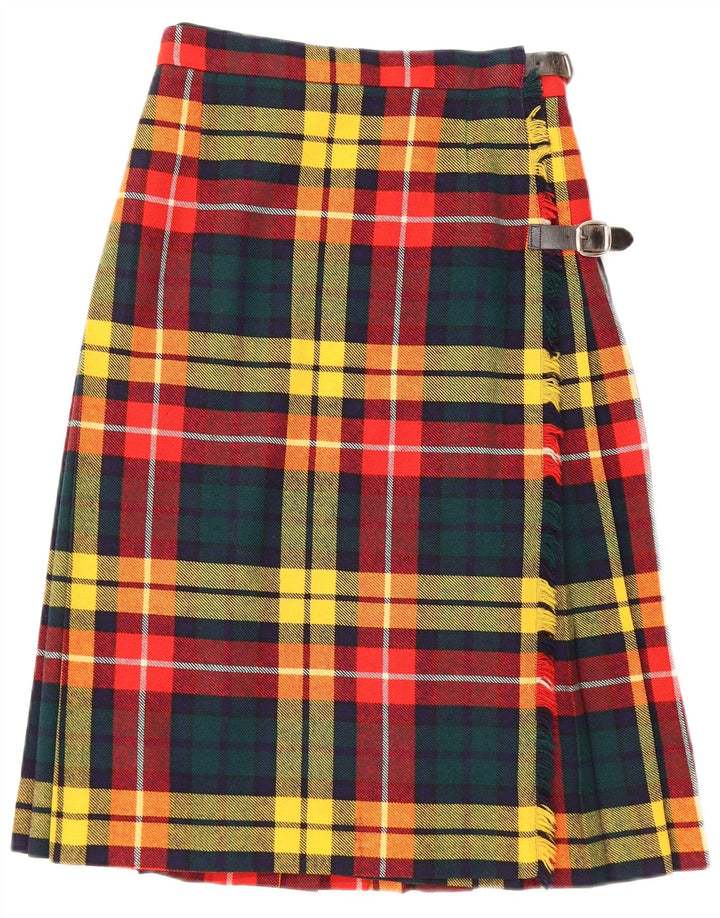 Saia feminina vintage W24 XS multicolorida xadrez nova lã