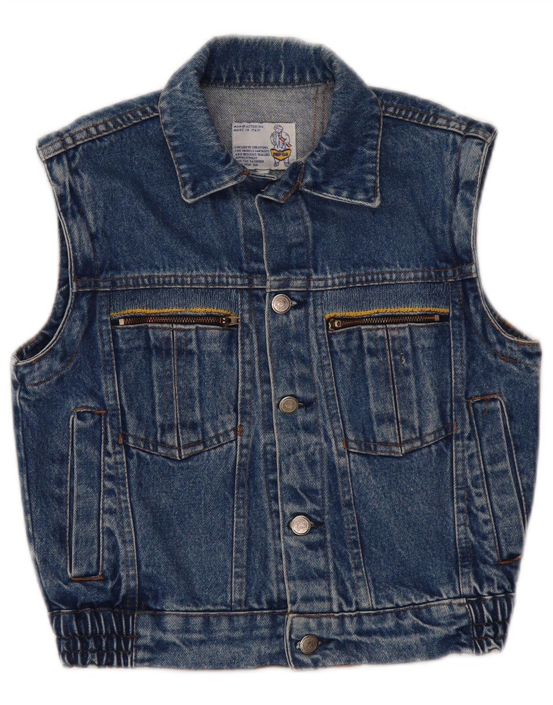 Colete jeans feminino POP 84 UK 2 2XS azul