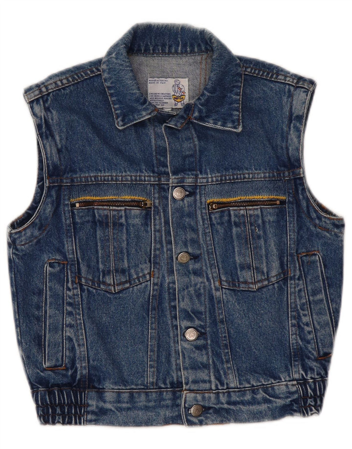 Colete jeans feminino POP 84 UK 2 2XS azul