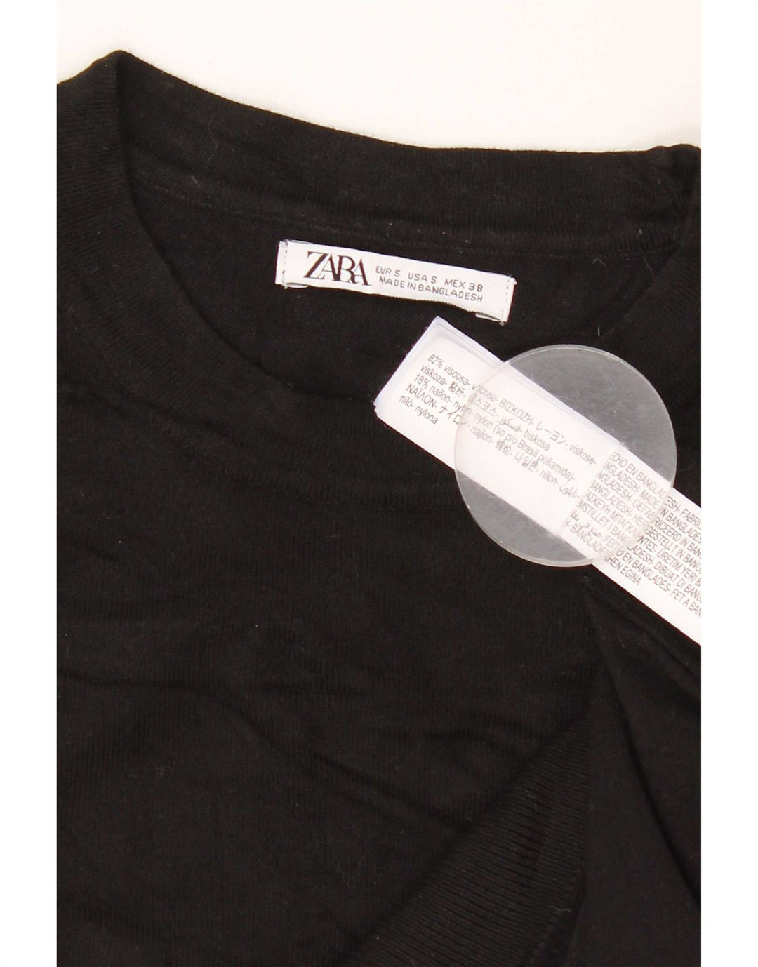 Suéter masculino Zara com gola redonda e viscose preta pequena