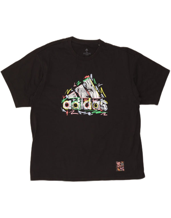ADIDAS Mens Graphic T-Shirt Top XL Black Cotton