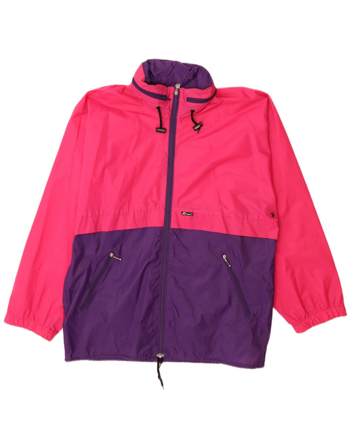 Jaqueta de chuva masculina com capuz K-Way UK 40 grande poliamida colorblock rosa