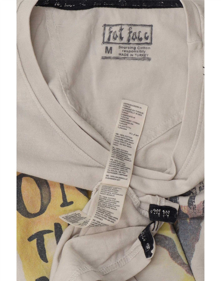 Camiseta gráfica masculina Fat Face Top médio algodão branco