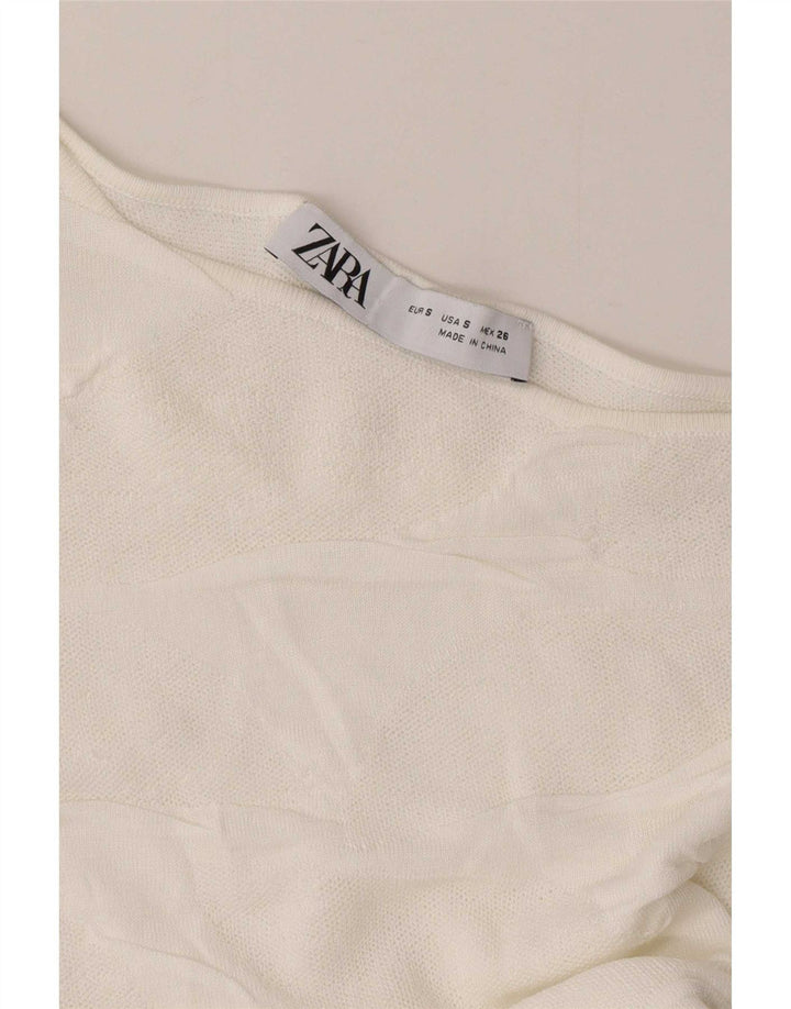 Zara Womens Crop Off Ombro Top Reino Unido 8 Pequeno Branco