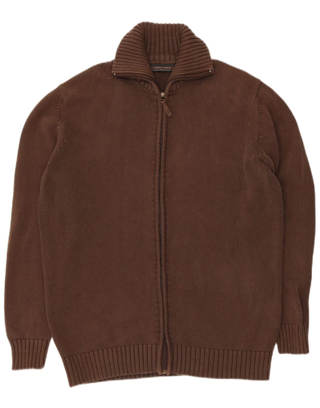 Suéter cardigã masculino Zara XL algodão marrom