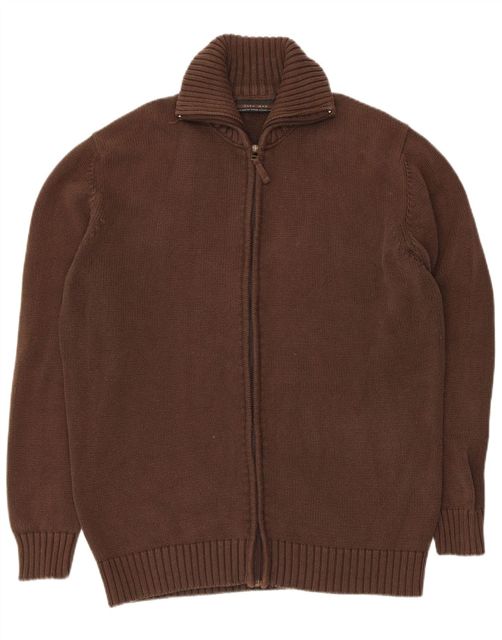 Suéter cardigã masculino Zara XL algodão marrom