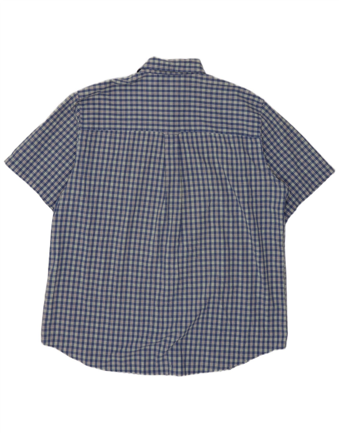 Camisa masculina de manga curta Chaps Easy Care XL azul xadrez algodão