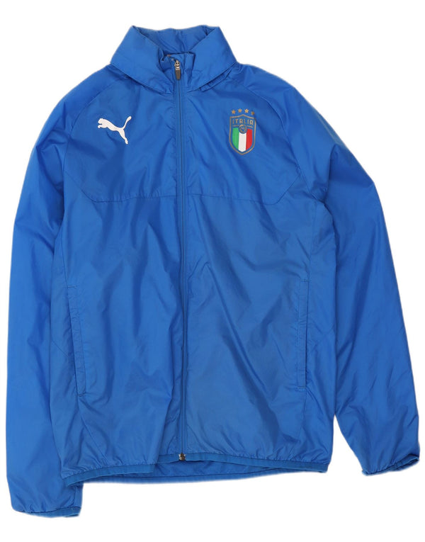 Jaqueta de chuva com capuz Puma Boys Italia Graphic 15-16 anos azul nylon esportivo