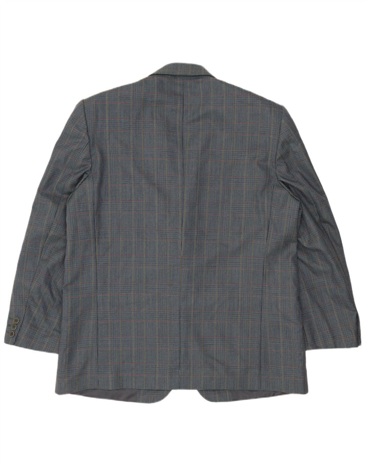 Jaqueta blazer masculina vintage com 2 botões IT 54 2XL azul houndstooth lã virgem