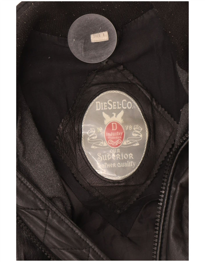 Jaqueta de couro bomber masculina Diesel Reino Unido 40 grande couro preto