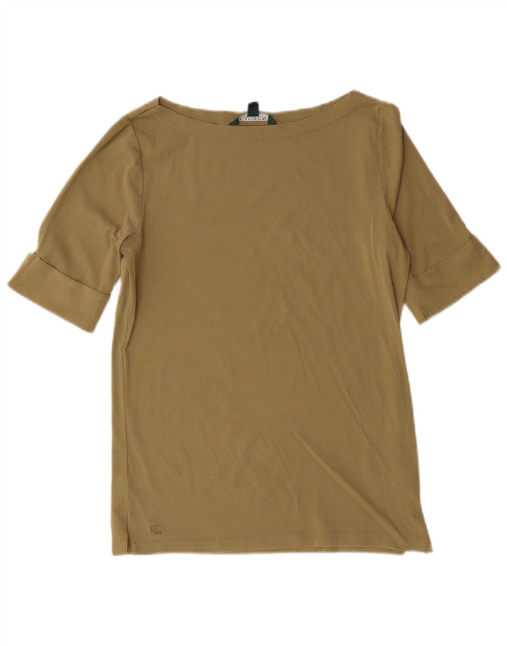 Blusa feminina Ralph Lauren UK 12 algodão cáqui médio