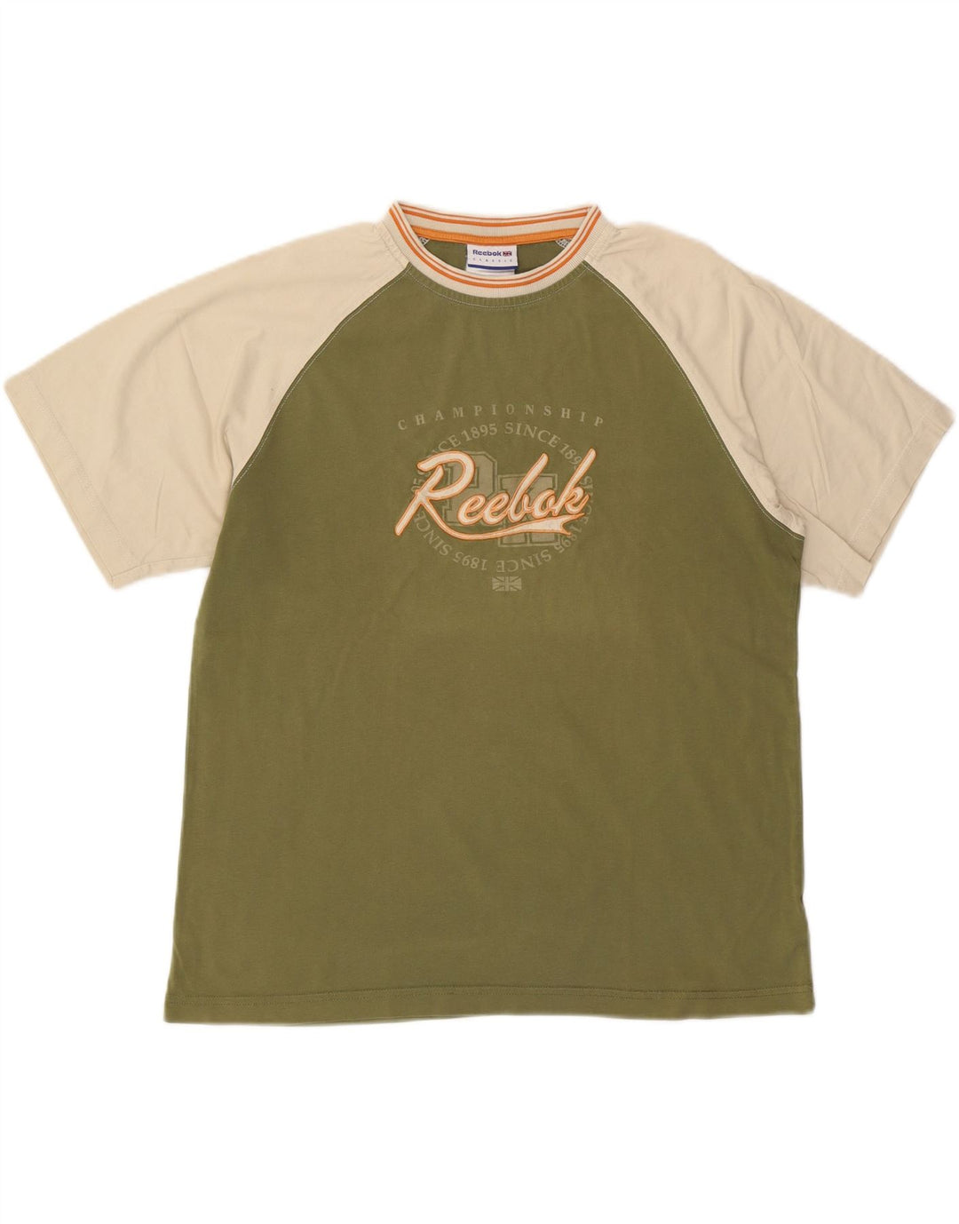 REEBOK Camiseta masculina clássica gráfica top grande algodão colorblock verde