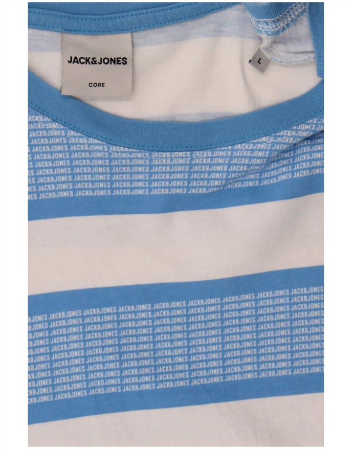 Camiseta masculina JACK & JONES grande listrada azul
