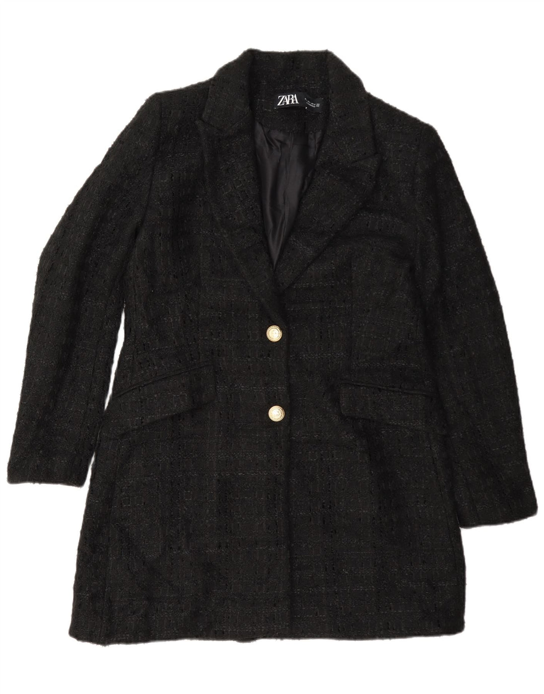 Sobretudo feminino Zara UK 16 grande preto manchado